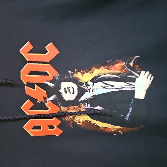 NWT AC/DC Angus Young Graphic Print Black Hoodie - Picture 3 of 7